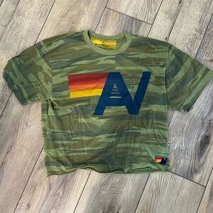Aviator Nation Camouflage Short Sleeve Tee with Retro Graphic